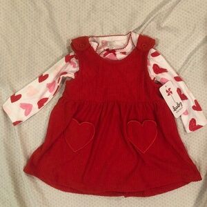 Valentines heart dress with separate heart onesie size 12 months